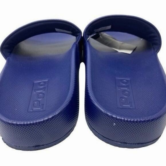 Polk Ralph Lauren Mens Cayson Pool Slides Navy Blue, Red Size 10 main image 8